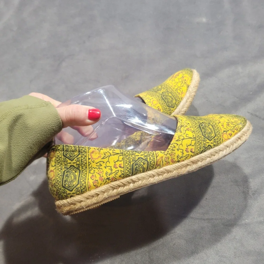 Zodiac‎ Womens Yellow Paisley Floral Canvas Espadrille Flats Shoes Size 7.5